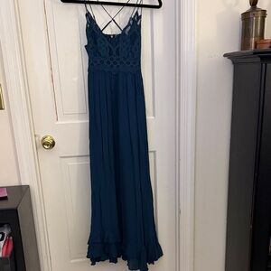 Free People Women's Crochet Lace Maxi Dress - Teal